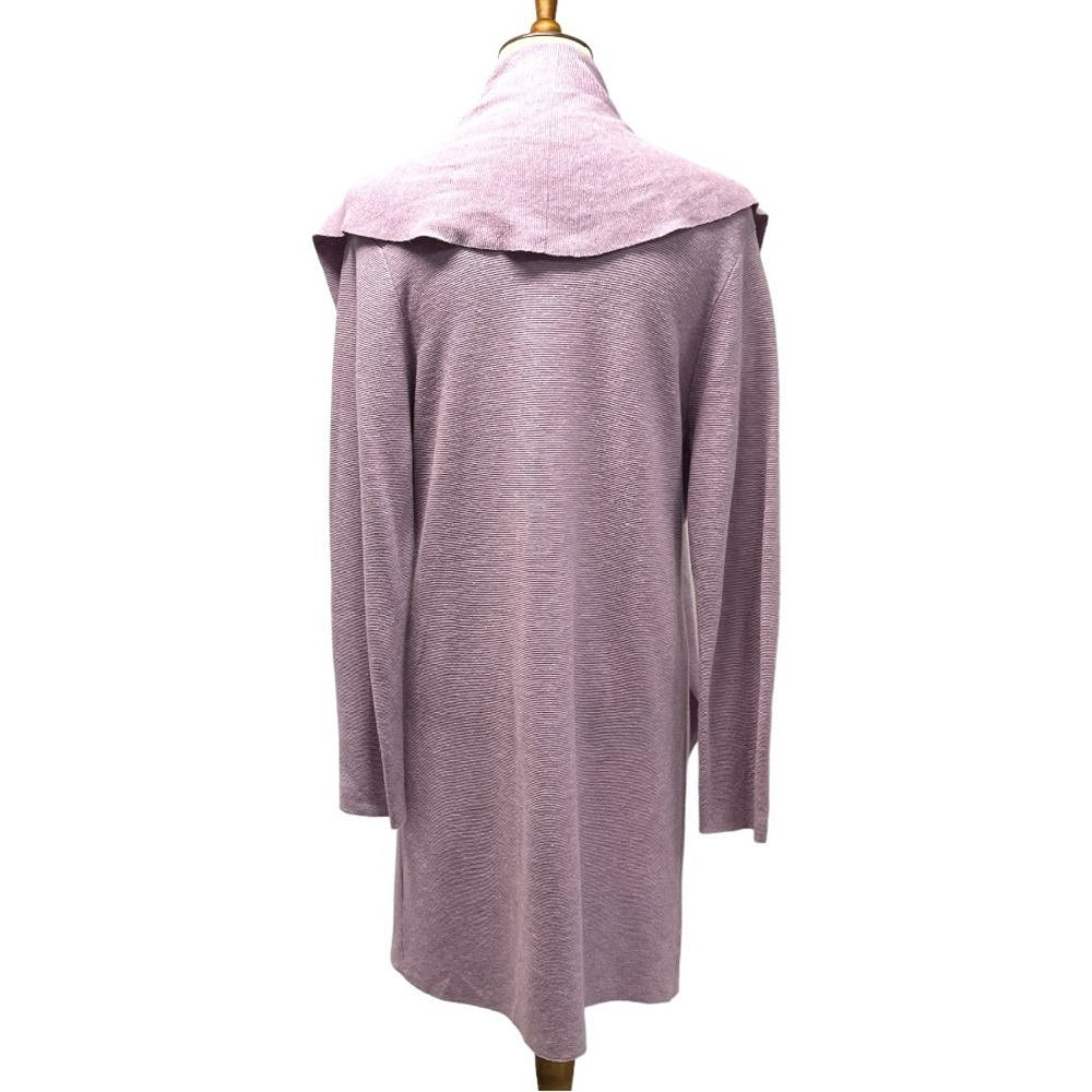 Eileen Fisher Lavender Cotton Linen Blend Open Front Cardigan Sweater Women’s L - Picture 6 of 11